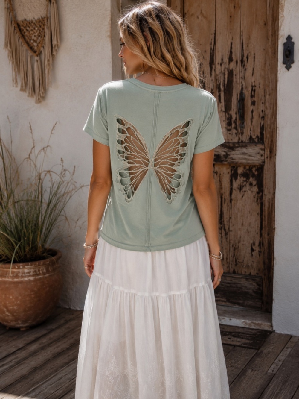 NWOT Tricia Fix Butterfly Tee - Mint
